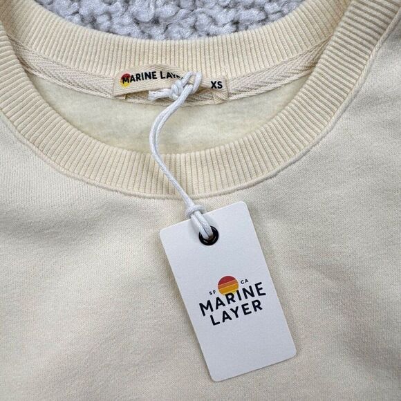 Marine Layer Anytime Sweatshirt Ivory Rainbow Striped NEW - Picture 6 of 10